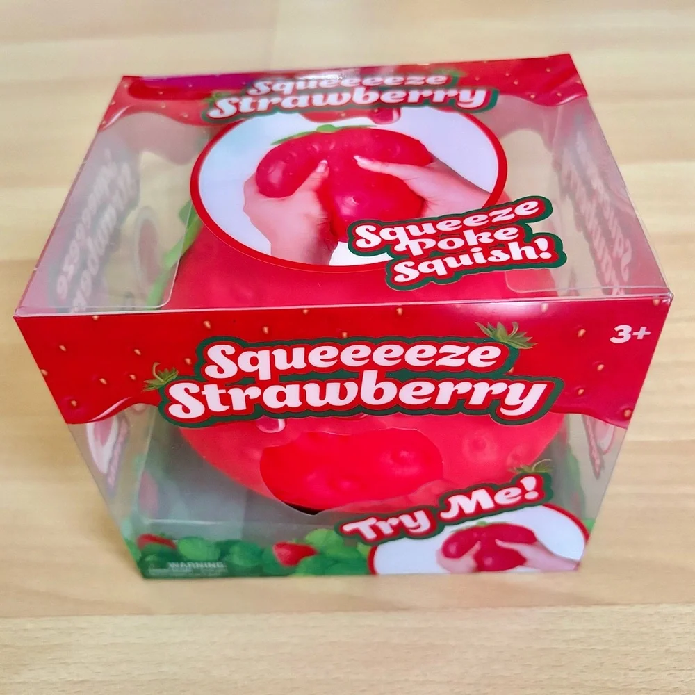 Jumbo SQUEEEZY STRAWBERRY 🍓 Squishy Sensory Fidget Toy Sunny Days NEW